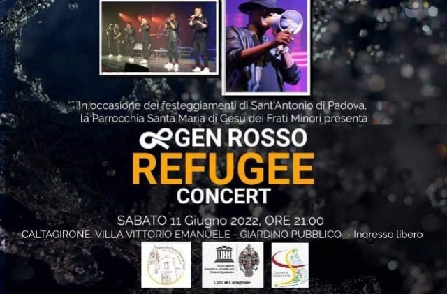 Caltagirone. Sabato 11 giugno, alla Villa comunale, “Gen Rosso Refugee Concert”